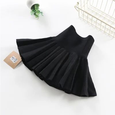 Детская одежда юбки для девочек милые осенние детская плиссированная юбка с высокой талией для девочек вязаная юбка для девочек-подростков юбки-пачки - Цвет: black