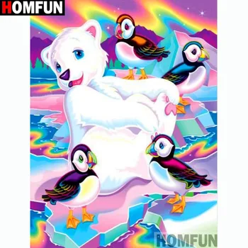 

HOMFUN Full Square/Round Drill 5D DIY Diamond Painting "Bear bird" Embroidery Cross Stitch 5D Home Decor Gift A14729