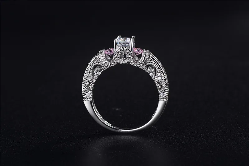 Trendy Exaggerated 585 White Gold Color Couple Rings For Women With 2 Pink Zircon Ring Sets Wedding Jewelry Anillos Mujer DM040 (10)