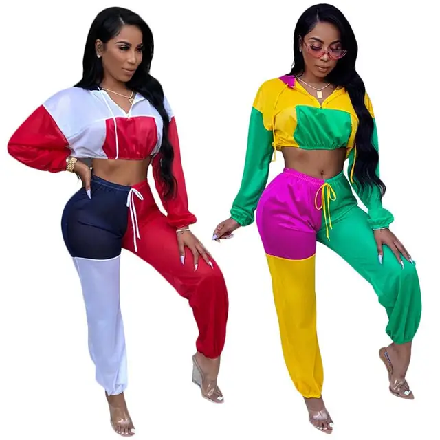 Special Offers Two-piece Set Women's Autumn And Winter Long-sleeved Hooded Suit Stitching Multi-color Casual Streetwear Two-piece Suit Special Offers Two-piece Set Women's Autumn And Winter Long-sleeved Hooded Suit Stitching Multi-color Casual Streetwear Two-piece Suit