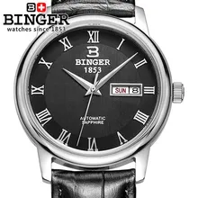 Vosicar Fashion Classic Men’s Roman Number Watches Automatic Binger Leather Wrist Watch 2017 Hot Sale Dual Date Watch