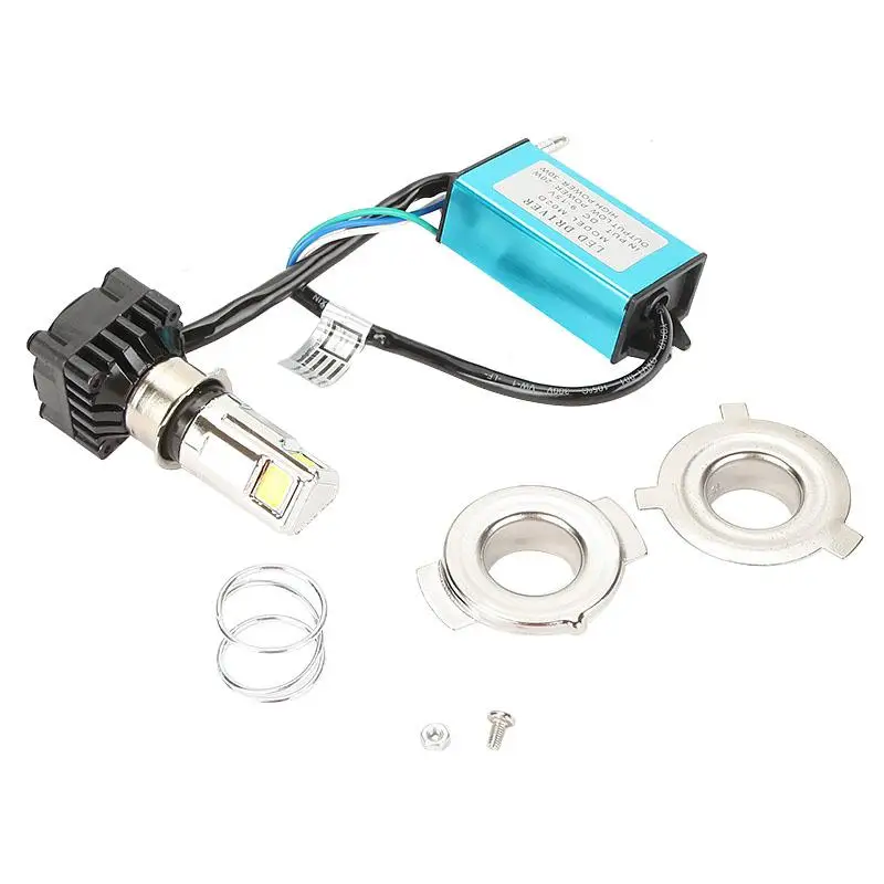 28W Universal Aluminum Motorcycle Headlight H4 H6 Socket Hi Lo Beam COB