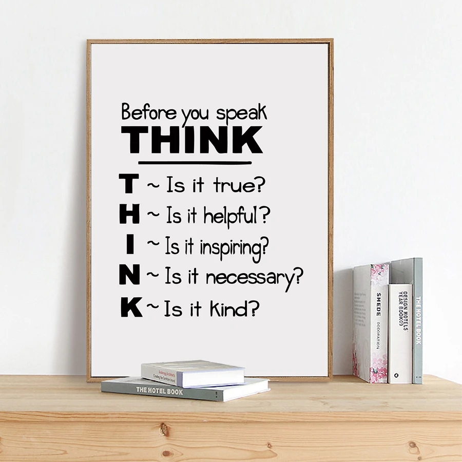 Motivational Quote Canvas Art Print Poster , Think Before 