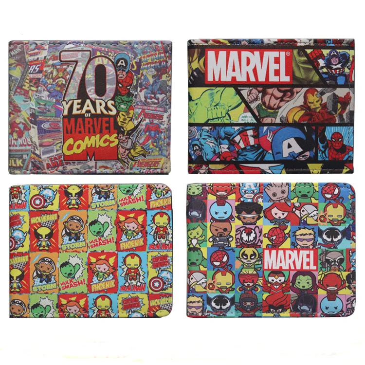 

Marvel Comics 70 Years Wallets superhero Cartoon Purse Card Money Bags Men Women Casual Leather pu Short Wallet 18 style