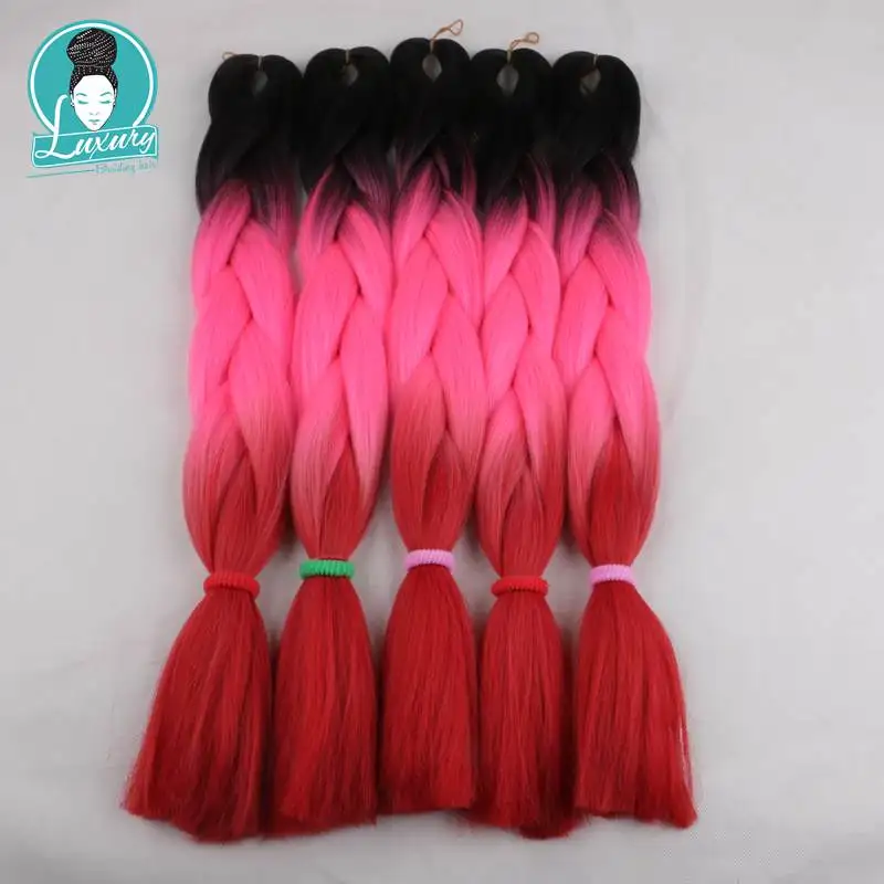 Роскошные для плетения волос(80 грамм одного цвета) 1 шт. 100 г 100 цветов Ombre синтетические крючком огромные косы для волос - Цвет: T1B/фиолетовый
