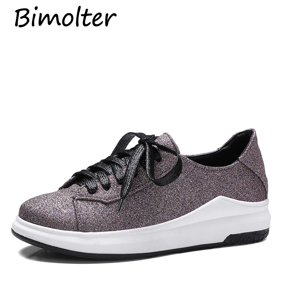 

Bimolter Spring Women High Quality Vulcanize Shoes Bling Solid Designer Sneakers Girls Female Platform Comfortable Flats PFEA018