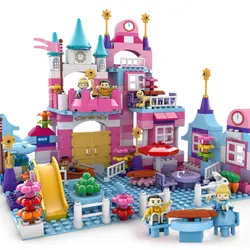 3 комплекта Большие размеры цена ss цена розовый замок строительные блоки романтические счастливой жизни девушка друзья игрушки