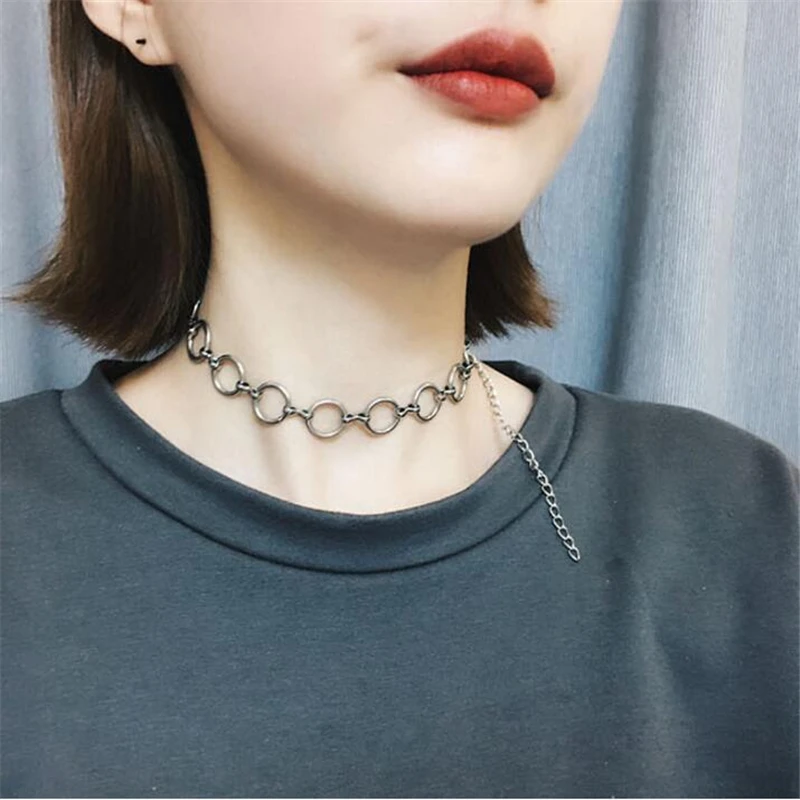 

Woman collar 2017 Stainless Steel Vintage Gothic Circle Choker Necklace Women Kettingen Kolye Jewelry Statement collier femme