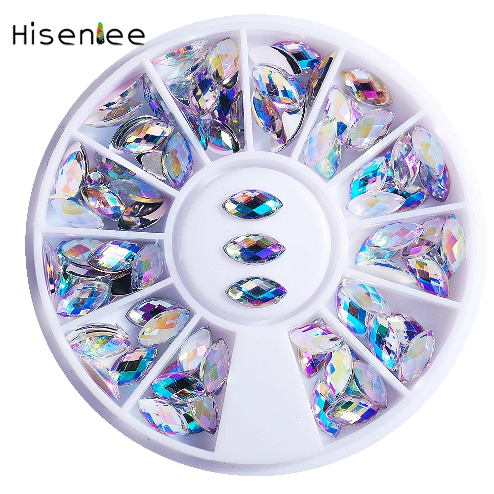 

DIY Nail Art Wheel Crystal AB Color Glitter Horse Eye Rhinestone 3D Nail Art Decoration AB Acrylic Nails Diamond Drill Wheel