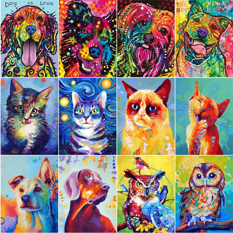 Full-round-diamond-5D-DIY-diamond-painting-Colorful-Dog-3D-Cross-Stitch-Oil-Painting-Animal-Diamond