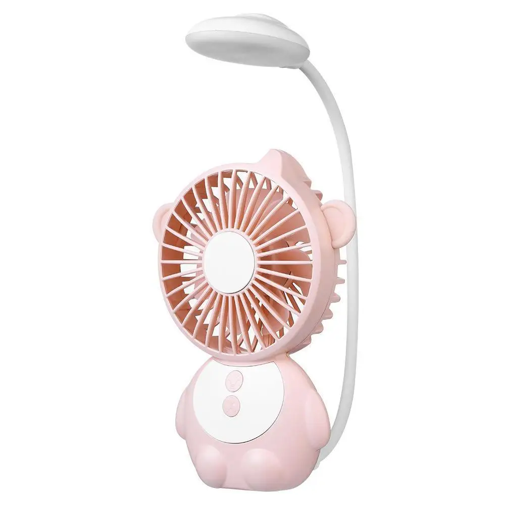 

Desktop Mini Fan Portable Rechargeable Cartoon Shaped USB Fan With LED Light Green Plastic Home Office Camping