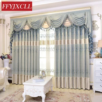 

Splicing Design European Pastoral Leaves Embroidered Blackout Curtains For living Room Bedroom Tulle Curtain Window Treatment