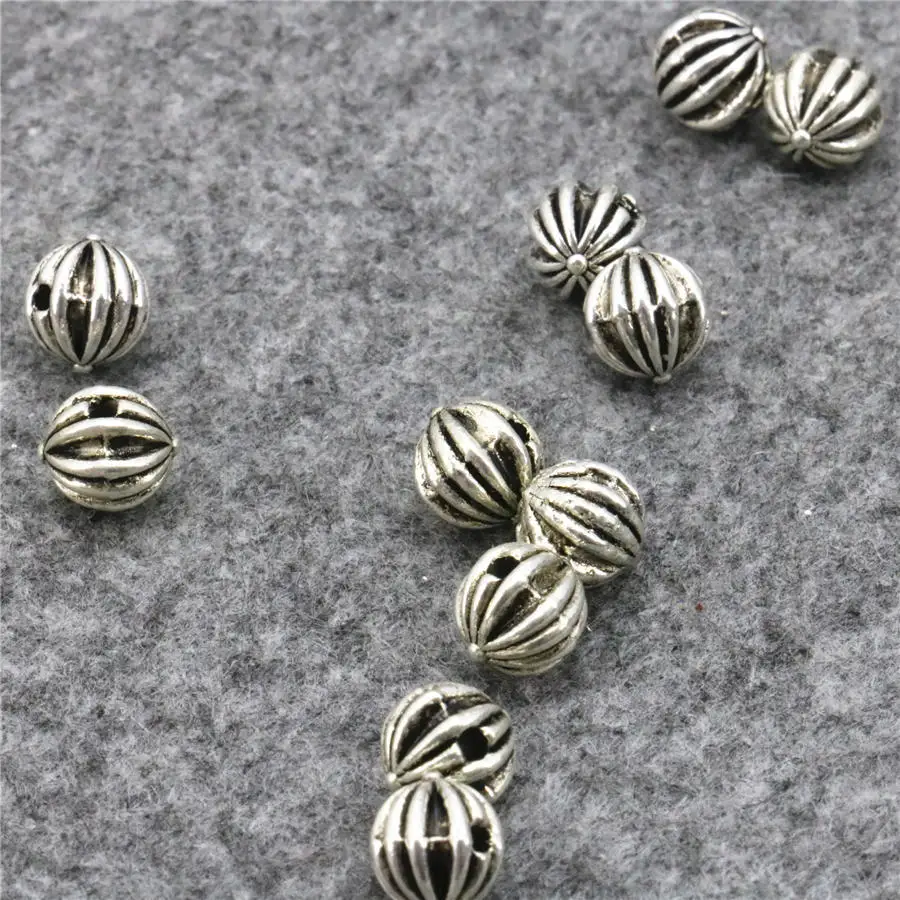 

10PCS Finding Loose Copper DIY Beads Pumpkin Shaped Ball Accessory Girl Jewelry Making Design Women Metal Gifts Crafts 8mm Lucky