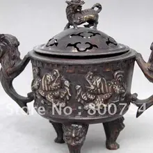 Коллекционная Династия Цин медный дракон ладан \ курильщик, с резным, украшение