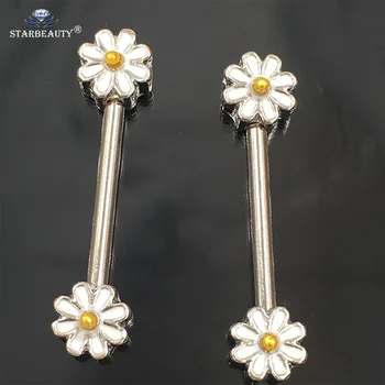 1Pair 14/16G Opal Gem Punk Daisy Nipple Barbell Helix Piercing Sexy Bar Rings Jewelry Creative Punk Body Jewellery Women Gift