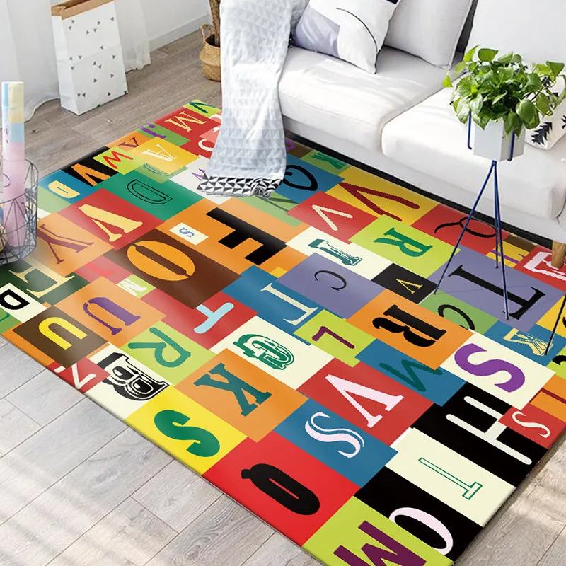 Honlaker мультфильм буквы татами детский коврик большая гостиная декоративный ковер нескользящий детский коврик для пола скатерти