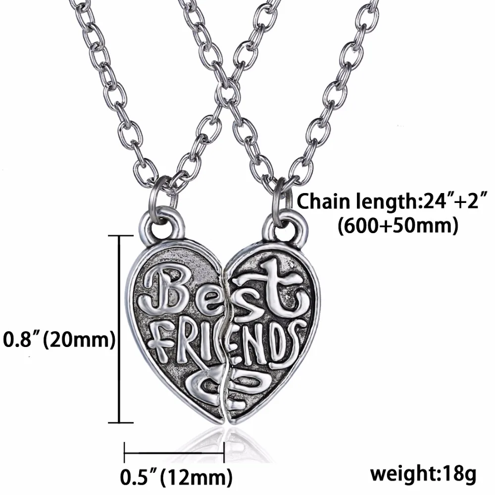 Teman Terbaik Charm Kalung Liontin Handstamped Persahabatan Setengah