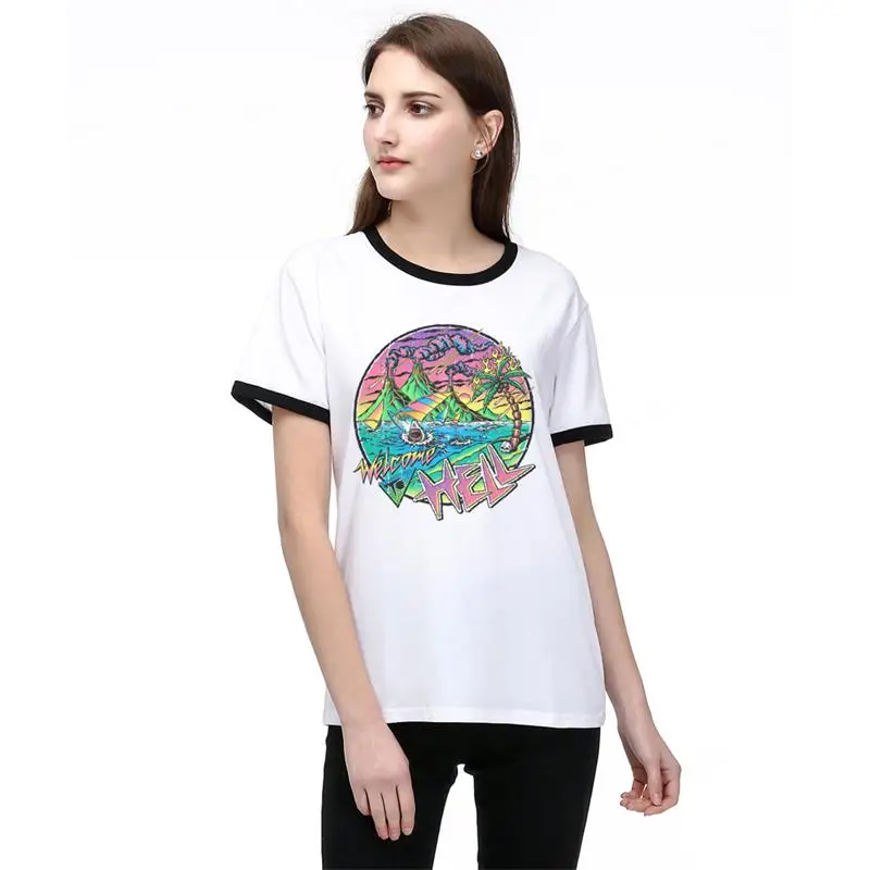 

2019 New Fashion T-shirt Women welcome to hell Letter Printing T Shirt Women Tops Casual Brand Tee Shirt Femme Woman Clothing