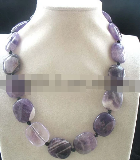 

hot sell new - HOT3804 amethyst square black agate 23mm necklace 18" nature