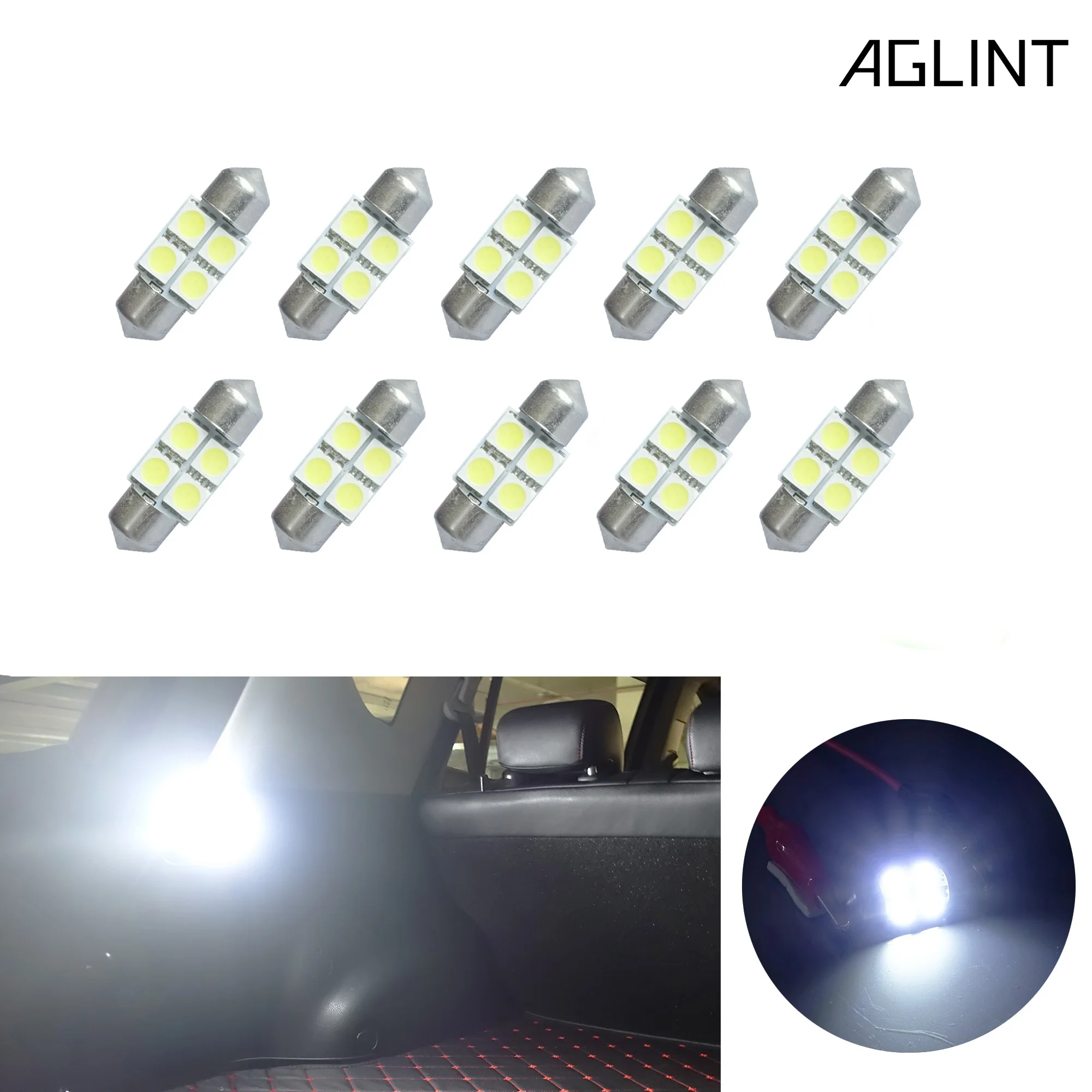 AGLINT 10 шт./партия C5W светодиодный 31 мм гирлянда светодиодные лампы 5050 SMD 4 s зеркало