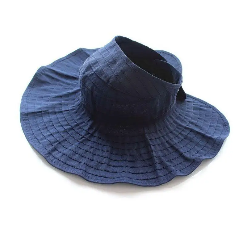 Летняя женская шляпа от солнца, Женская одноцветная Кепка, Корейская Дикая мода, для езды, складные солнцезащитные шляпы, пустые шляпы, пляжные шляпы с широкими полями, шляпа с козырьком