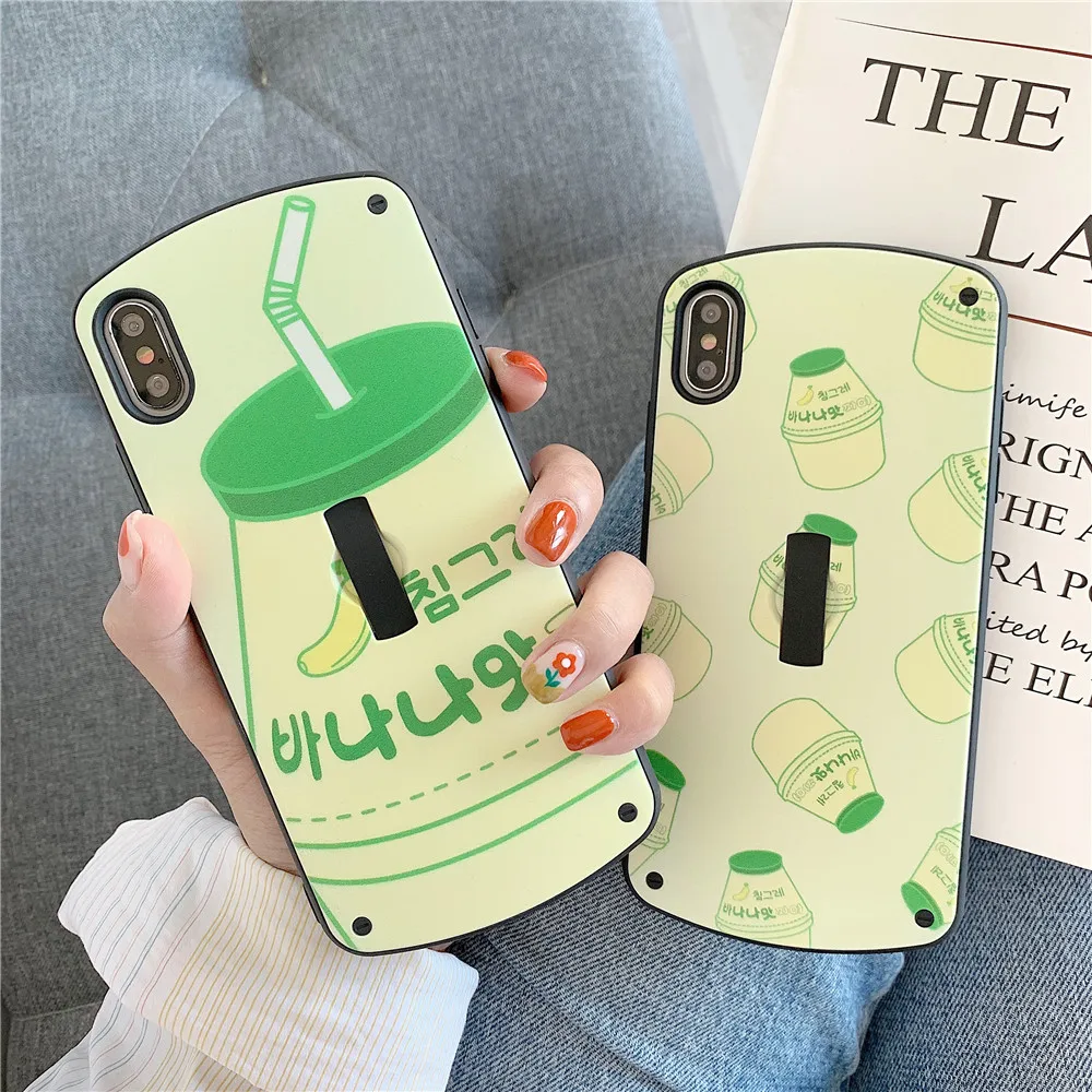 

Hide ring Phone Cases For HUAWEI Mate 20 P20 P30 Pro Nova 3 4 Honor 20 Case Japan Korea Sweet Banana Milk Drinks Stand Cover