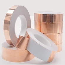 20 Meters 5/6/8/10/15/20/30/40/50mm Single Conductive Adhesive Copper Foil Tape EMI Shielding Heat Resist for Electric Guitar