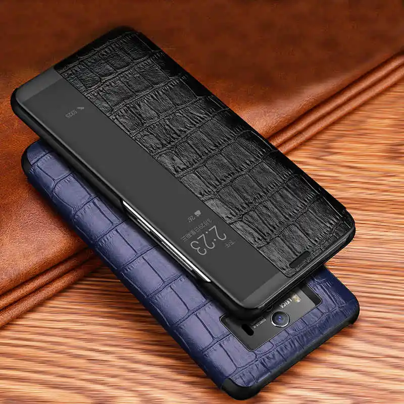 

Genuine Leather Case For Huawei Mate 10 Pro Case Wakeup Phone Cover Intelligent Coque For Huawei Mate 10 Case With Window View