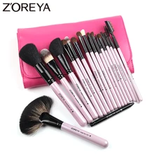 ZOREYA Brand Natural Kolinsky Hair Professional Cosmetic tool for women makeup brushes 18pieces/set maquiagem powder fan brushes