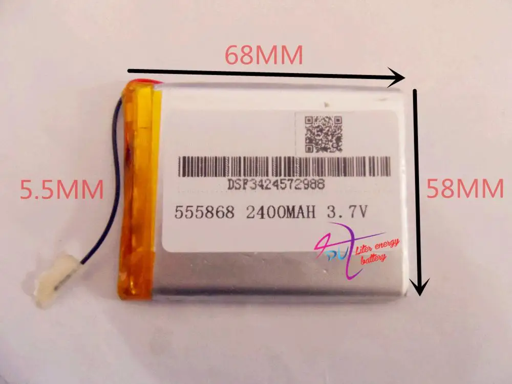 best battery brand Size 555868 3 7V 2400mah Lithium polymer Battery With Protection Board For GPS
