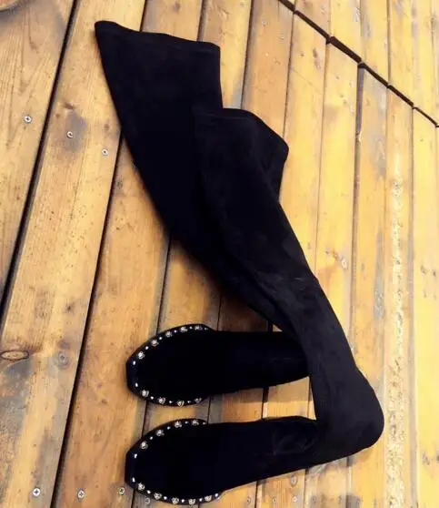 Cheap-Price-High-Quality-Black-Suede-Leather-Gold-Studded-Over-The-Knee-Boots-Women-Flat-Elastic (1)