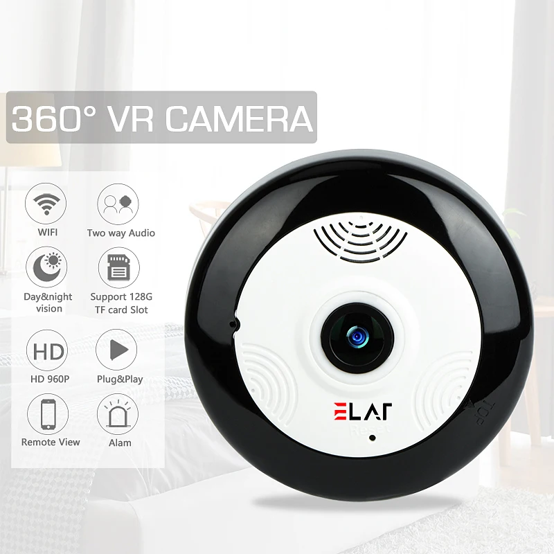 

ELAF Fisheye VR 360 Degree Panoramic IP Camera HD 960P Wireless MINI CCTV Camera IR Night Vision Security Surveillance System