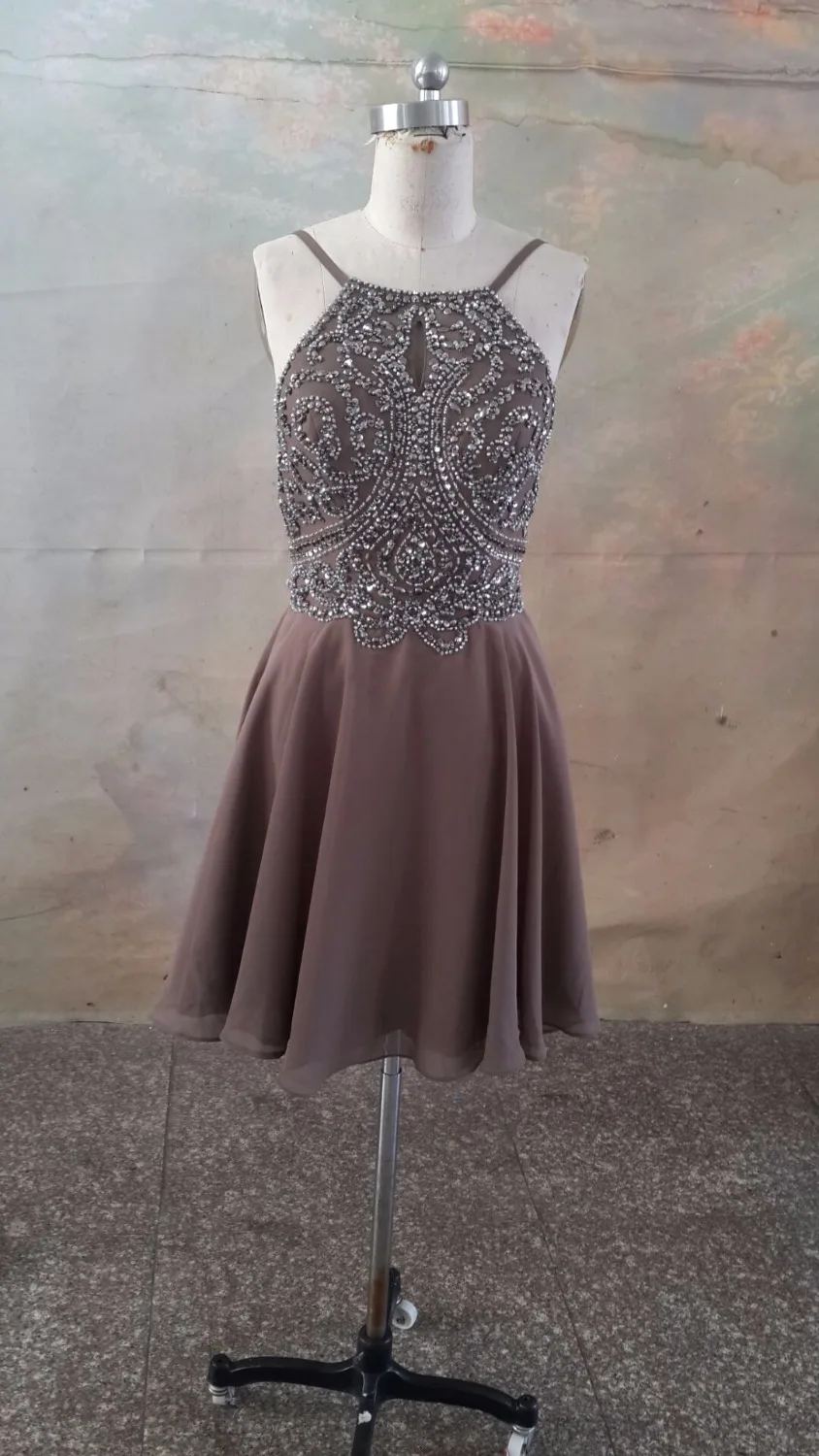 Brown Knee Length Cocktail Dress