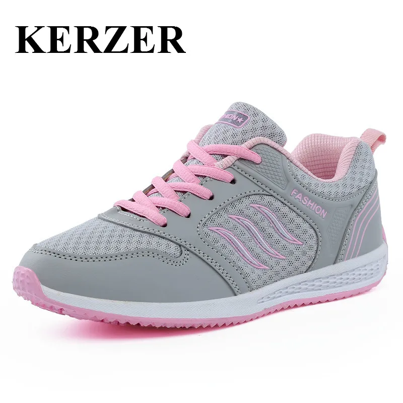 Kerzer女性athletic靴用ウォーキングジョギングスニーカー赤/ピンクオリジナルスポーツシューズ女性通気
