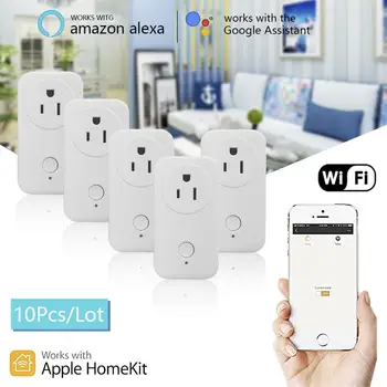 

Timethinker 10pcs Smart WiFi Socket AU US EU Power Plug for Apple Homekit Siri ALexa Google Home APP Voice Remote Control Outlet