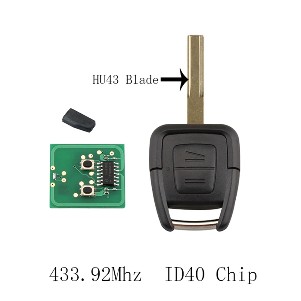Dandkey 2 кнопки дистанционного ключа FOB ID40 чип для Vauxhall Opel Astra Vectra Zafira ASK 433 МГц Uncut