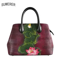 SUWERER сумки из кожи 2018 Новые Модные Роскошные ручной работы рисунок цвет цветы сумки с тиснением дизайнер