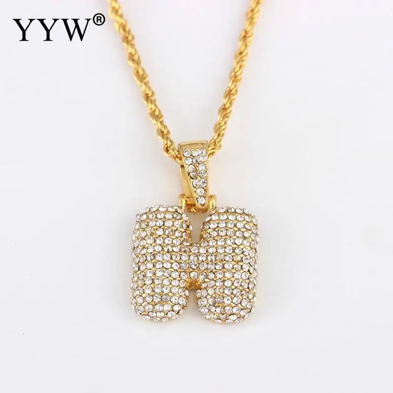 Cubic Zirconia Hip Hop Chain Neckalce A-Z Custom Name Bubble Initial Letter Necklaces& Pendant Charm For Women Men Jewelry - Окраска металла: h