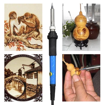 

60W Electric Soldering Iron Pyrography Tool Welding Tips Adjustable Temperature Wood Burning Pen