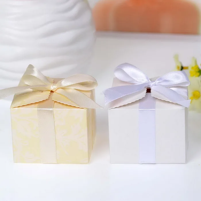 Simple Favor Box With Ribbon Gift Boxes Chocolate Boxes Paper Gift Boxes 50pcs