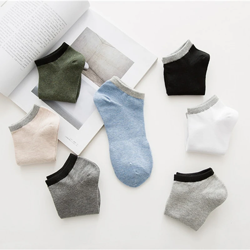 favorable comfortable men invisible socks cotton solid color green black beige warm sokken boy short knitted w-12 | Мужская одежда
