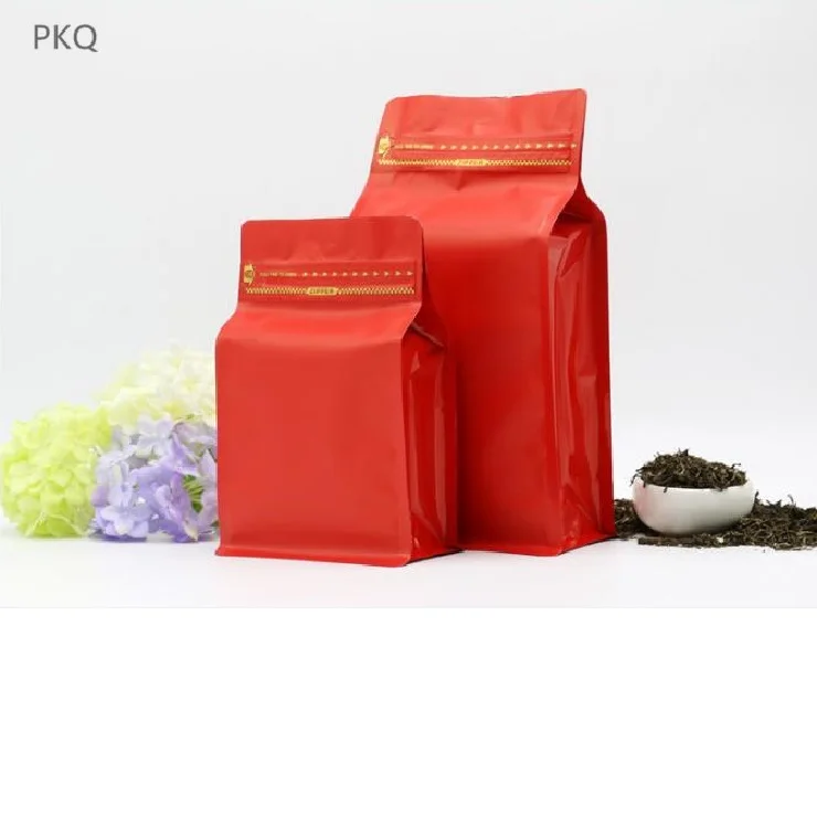 1/2 фунтов крафт-бумага черный/белый золотой алюминиевая фольга кофейные зерна упаковочные мешки для хранения замок на молнии стоячий мешок 10-20 шт./лот - Цвет: Red color