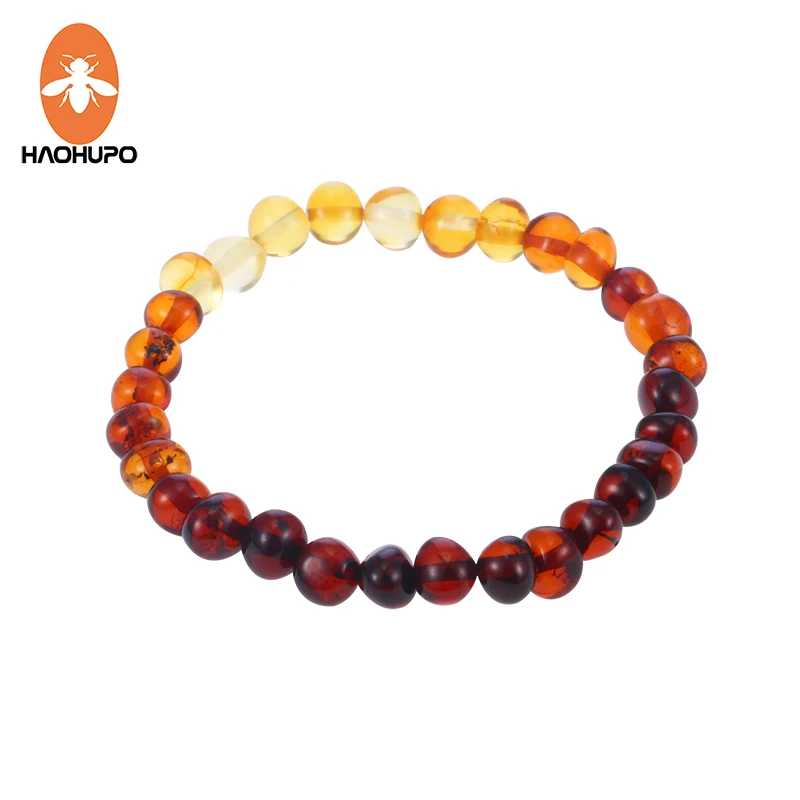 Haohupo Custom Baltic Amber Bracelets For Baby Ealstic Stretch Bracelet Natural Amber Beads