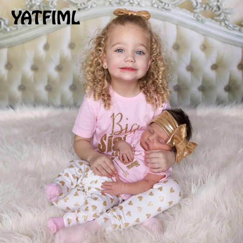 YATFIML family matching outfits Kid Baby Girls Little Sister Romper and