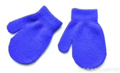 Новые зимние женские перчатки для маленьких мальчиков детские перчатки теплые детские вязаные перчатки унисекс Детские митенки детские для детского сада XL182 - Цвет: Синий