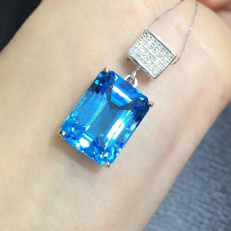 

2017 Qi Xuan_Blue Stone Simple Elegant Pendant Necklace_Real Blue Stone Necklace_Quality Guaranteed_Manufacturer Directly Sale