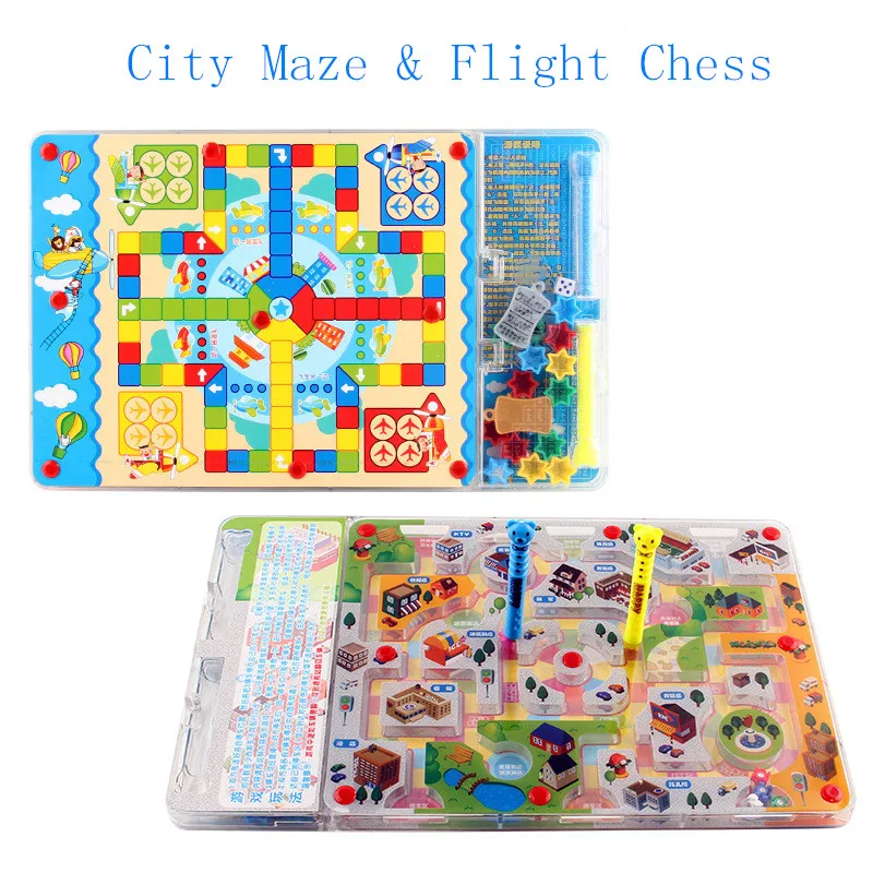 

2 in 1 Chockers Maze & Flight Chess Puzzle Games Party Games Family jogos juegos oyun Portable Toys for Kids Adults