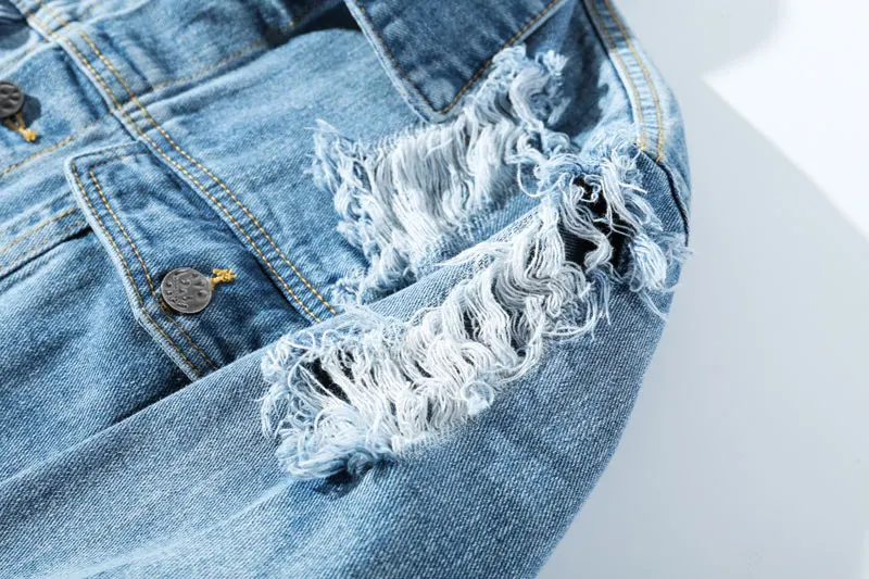 Patchwork Ripped Hole Destroyed Tie Dye Denim Jackets 4