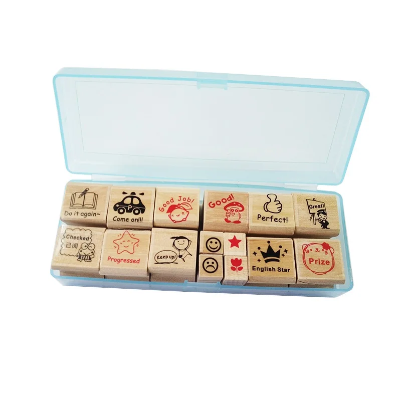 Buy 15 Pcs/set Wood Stamp Cartoon For Kindergarten