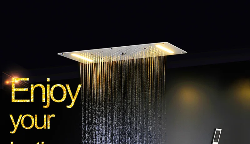 Multifunction Bathroom Shower Sets Luxury SUS304 Thermostatic Mixer Waterfall Rainfall SPA Ceiling Big Rain Led Shower Set (1)